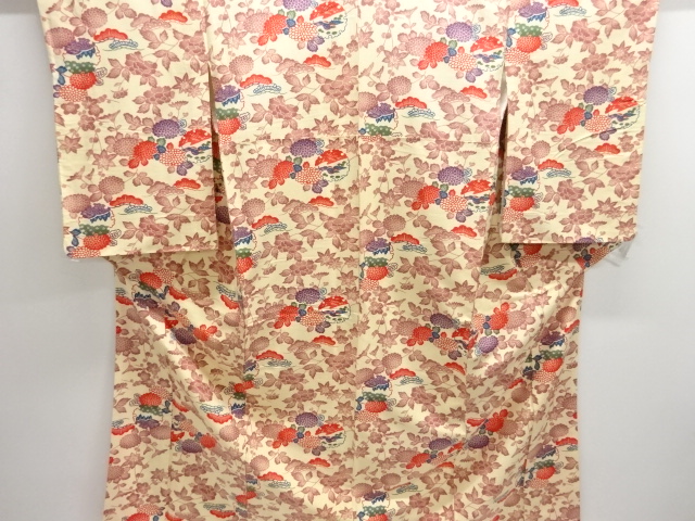 JAPANESE KIMONO / ANTIQUE KATAZOME SNOW RING / FLORAL PATTERNS JODAI T